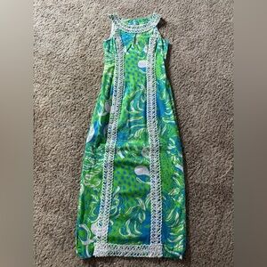 Lilly Pulitzer Forsyth Maxi Dress Limeade Roar of the Jungle print